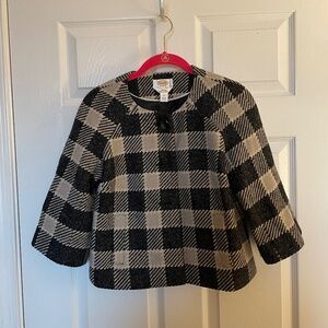 Talbots Petites Black and White Checkered Sparkle Swing Jacket Size 2P